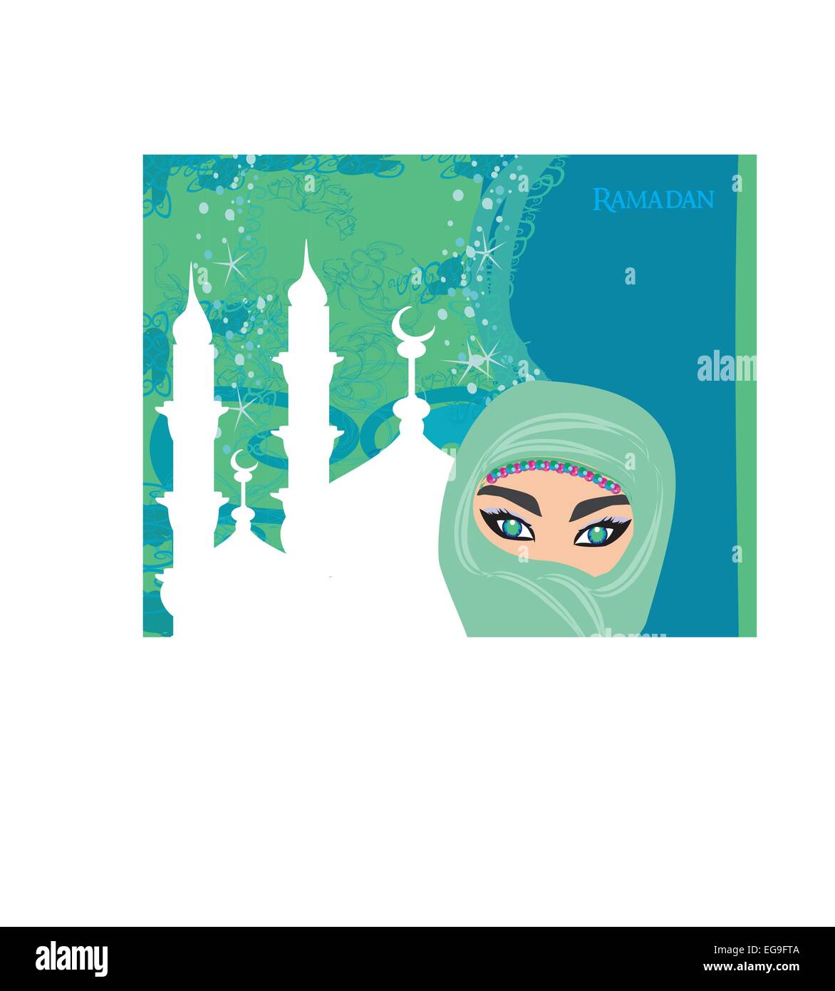 beautiful muslim women on mosque background Stock Vector Image & Art ...