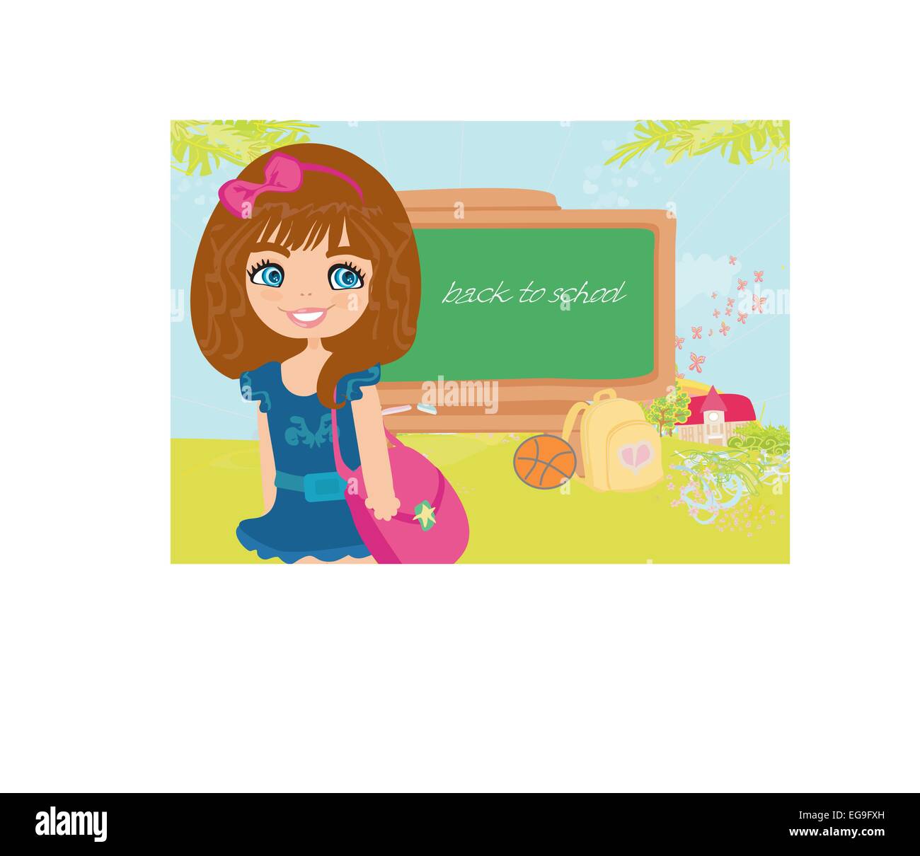 illustration of back to school girl Stock Vector Image & Art - Alamy