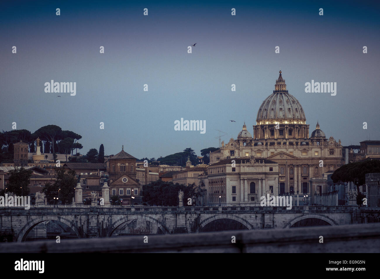 Vatican, Saint Peter Basilica at sunrise Stock Photo
