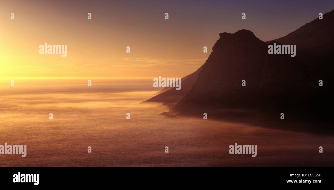 South Africa, Cape Peninsula, Sunset View From Chapman's Peak Stock Photo