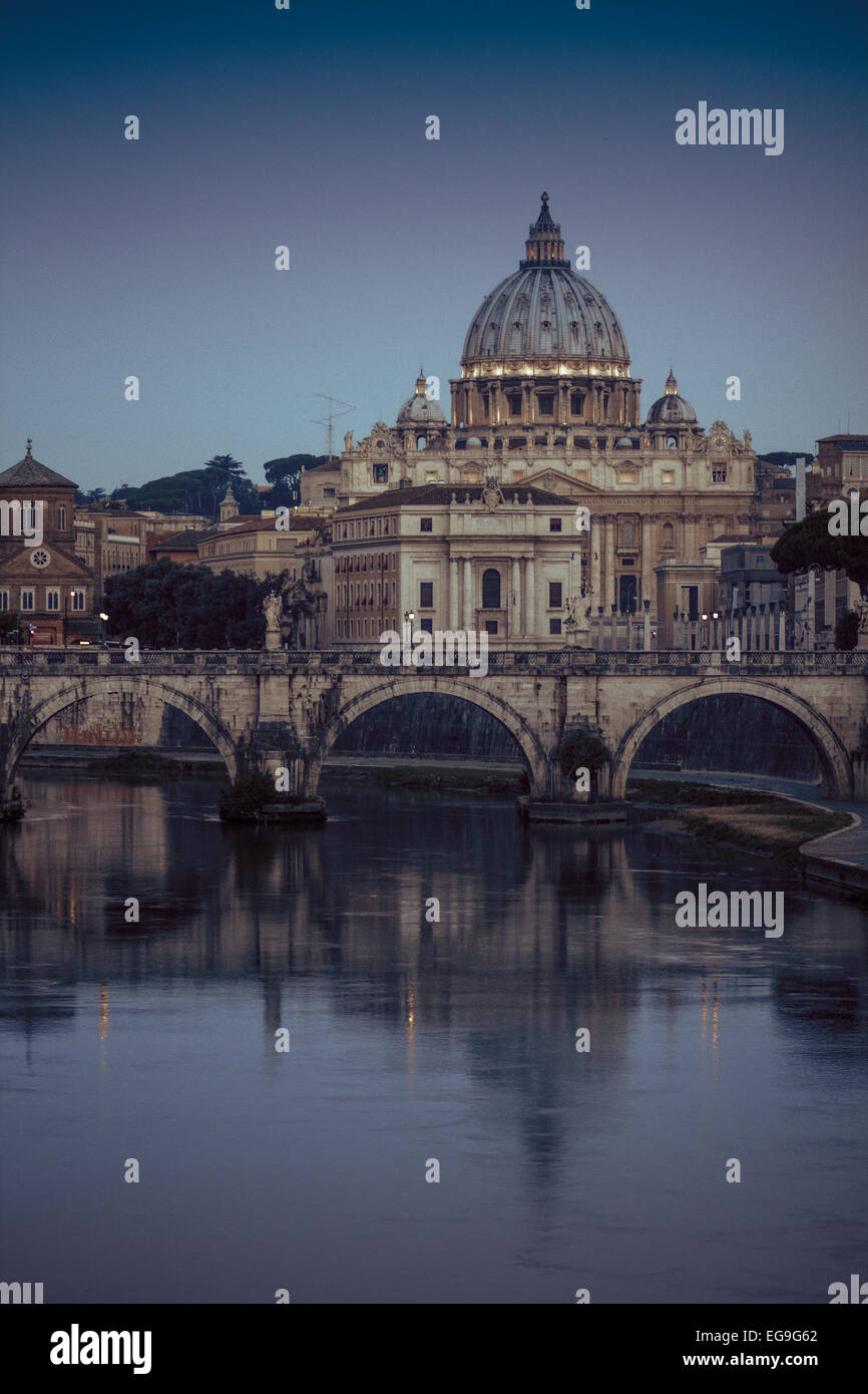 Italy, Rome, Saint Peter Basilica at sunrise Stock Photo