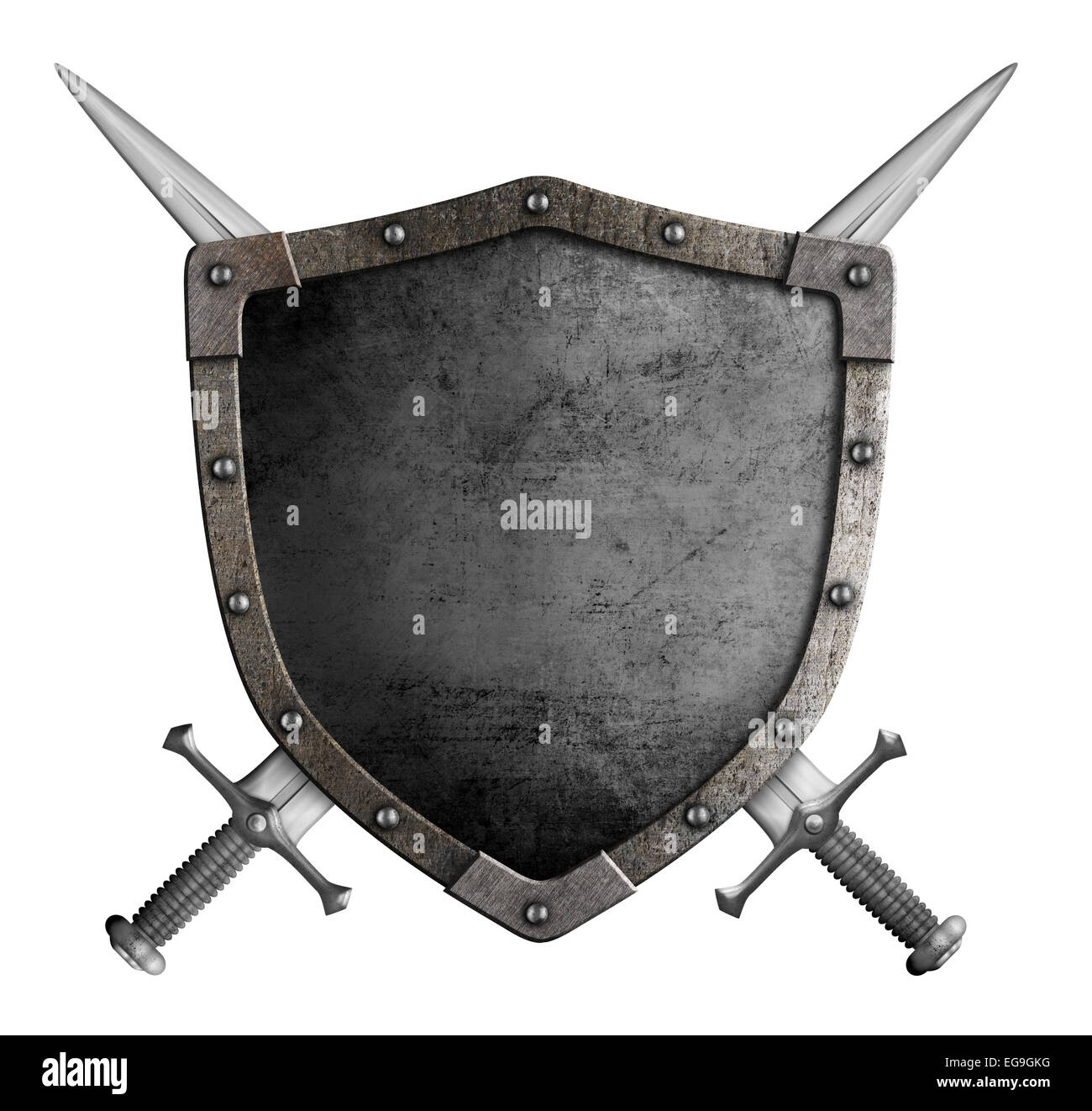 Crossed swords with a shield hi-res stock photography and images