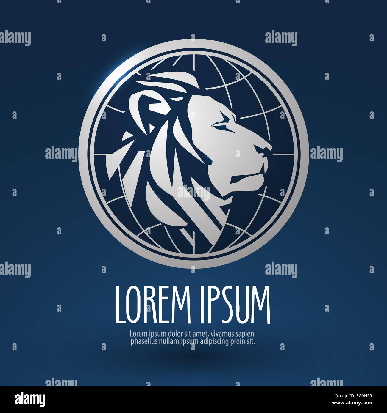 abstract lion on a blue background. vector illustration Stock Photo