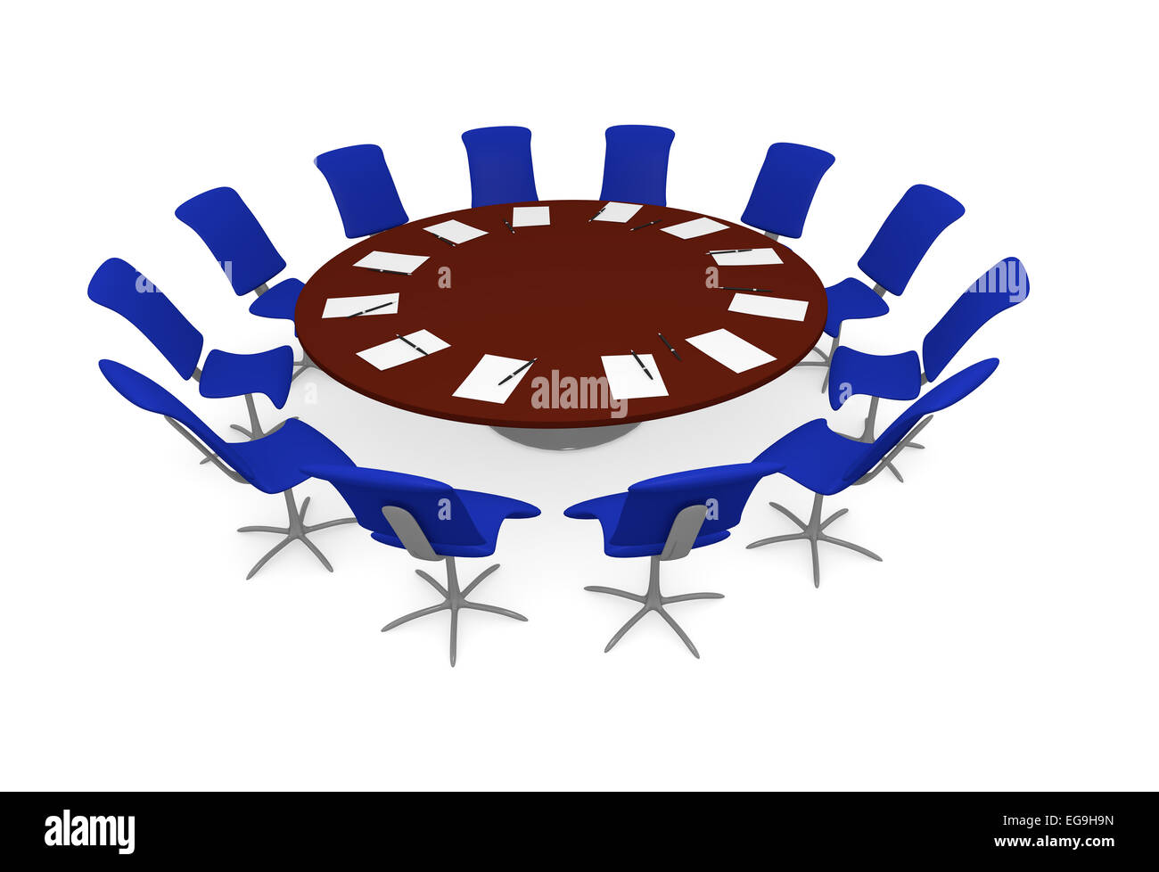 White round conference table and chairs on whi Vector Image