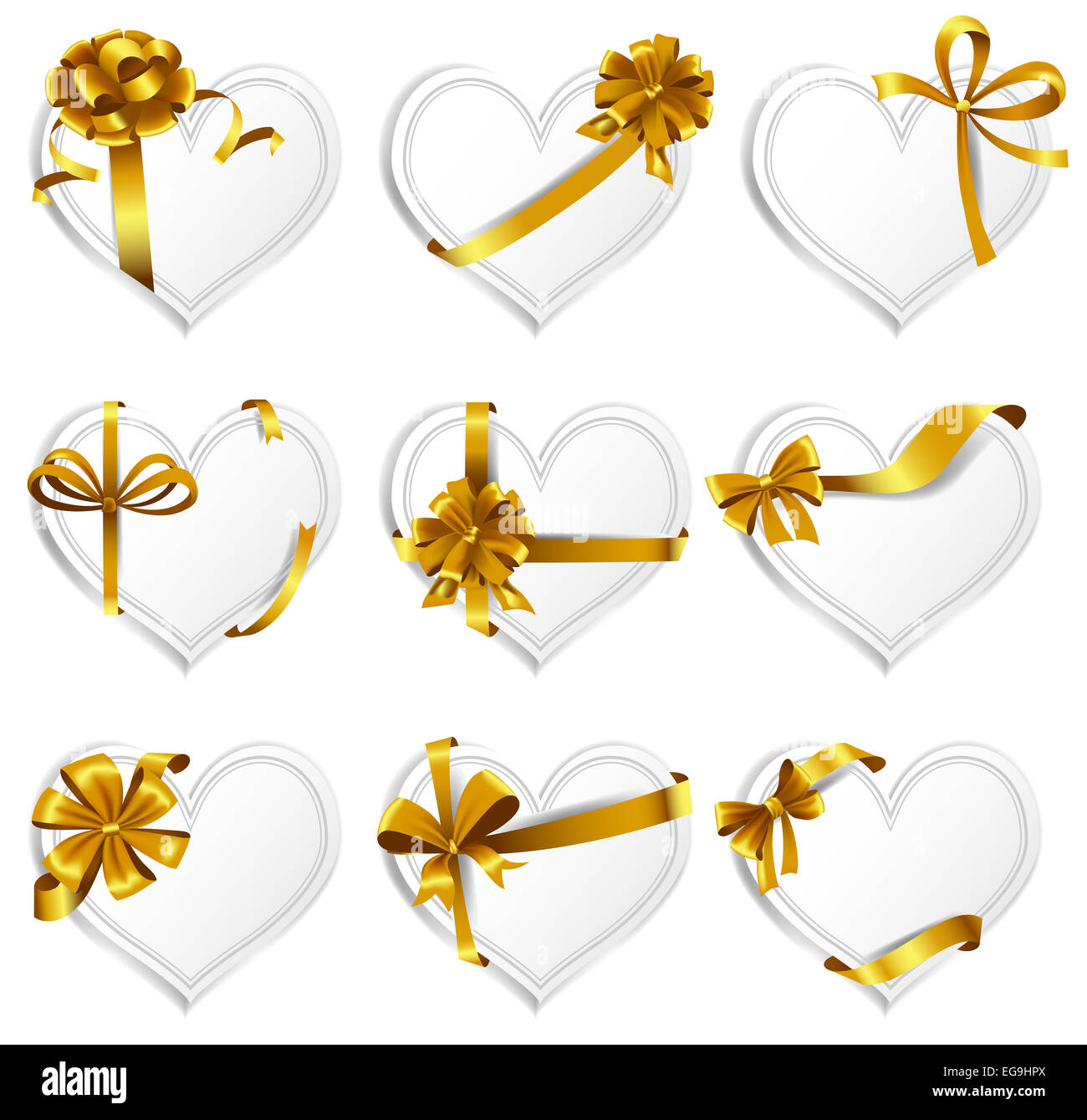 Heart-shaped red cards Stock Photo