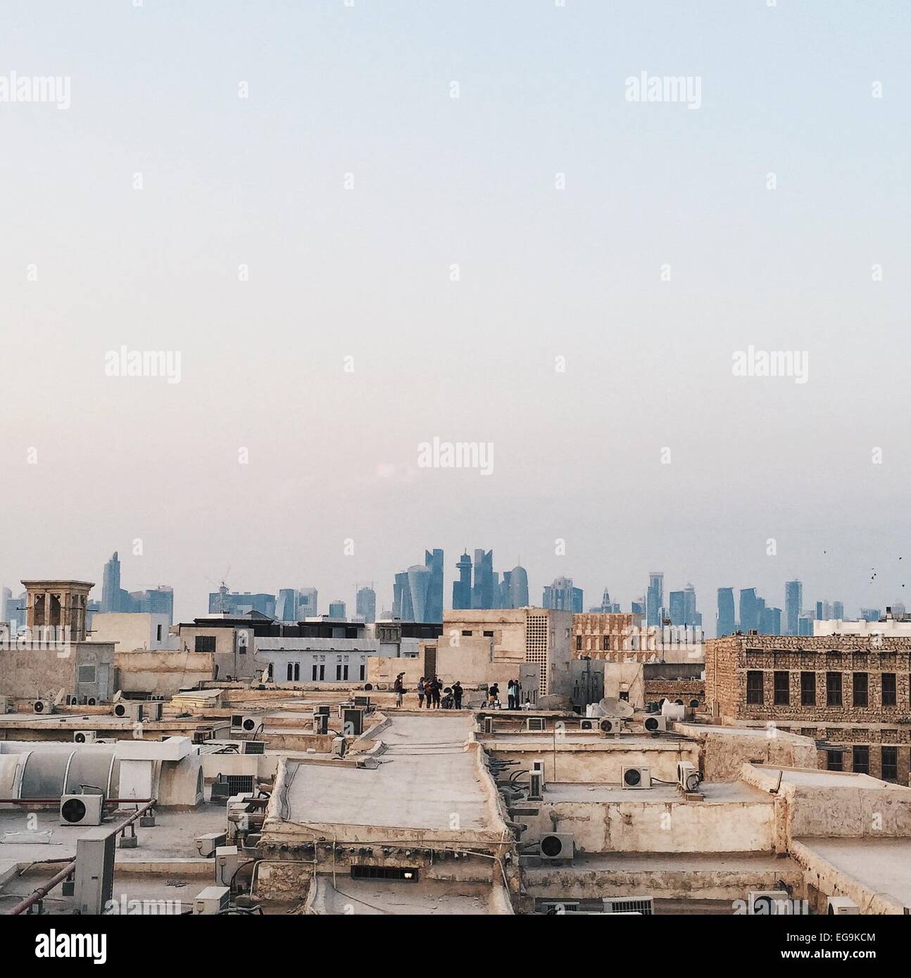 Qatar, Doha, Rooftops of souq Stock Photo