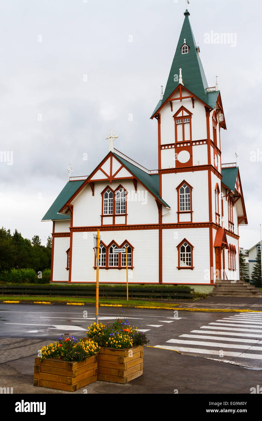 Church. Husavik. Iceland, Europe. Stock Photo