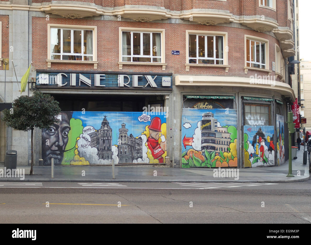 Movie theater, Cine Rex closed down, due to crisis in Spain, cinemas, cinema, films, film, in Madrid, Spain. Stock Photo