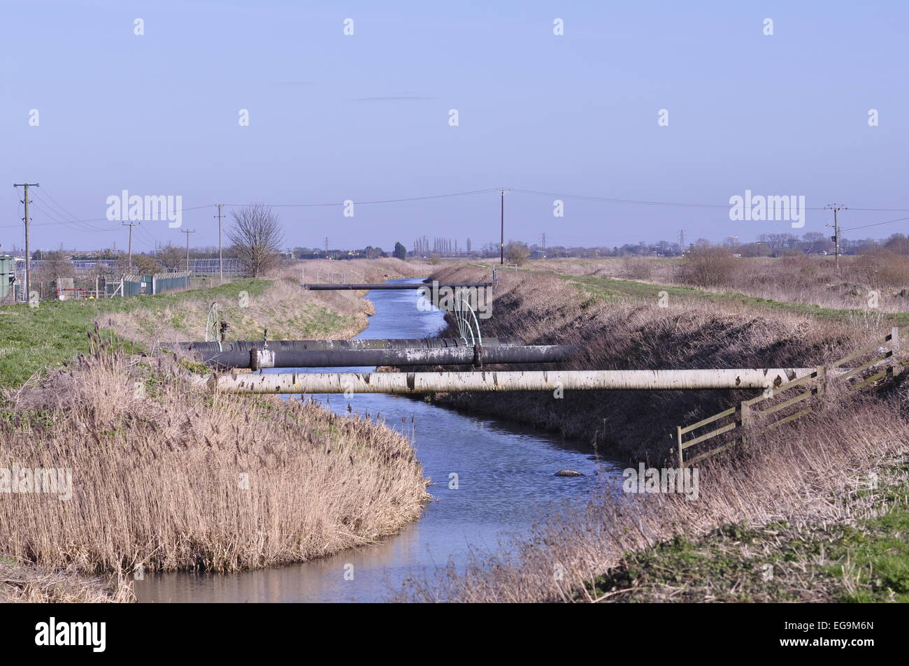 Bourne Eau stretching away from the town of Bourne, Lincolnshire Stock Photo