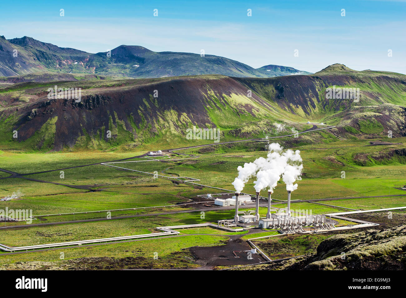 Nesjavellir Power Plant , the largest geothermal power plant in Iceland. Stock Photo