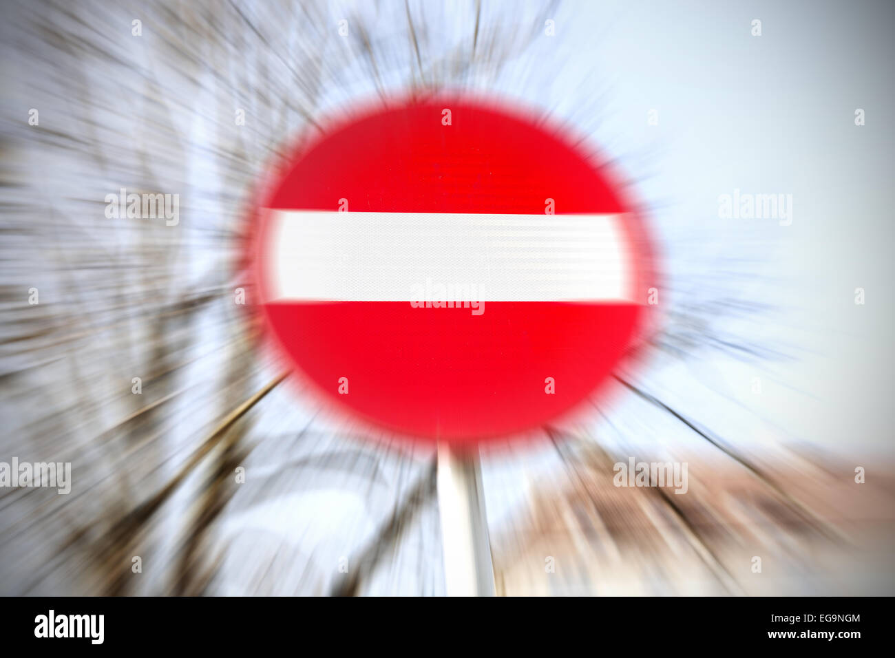 Motion blurred do not enter traffic sign. Stock Photo