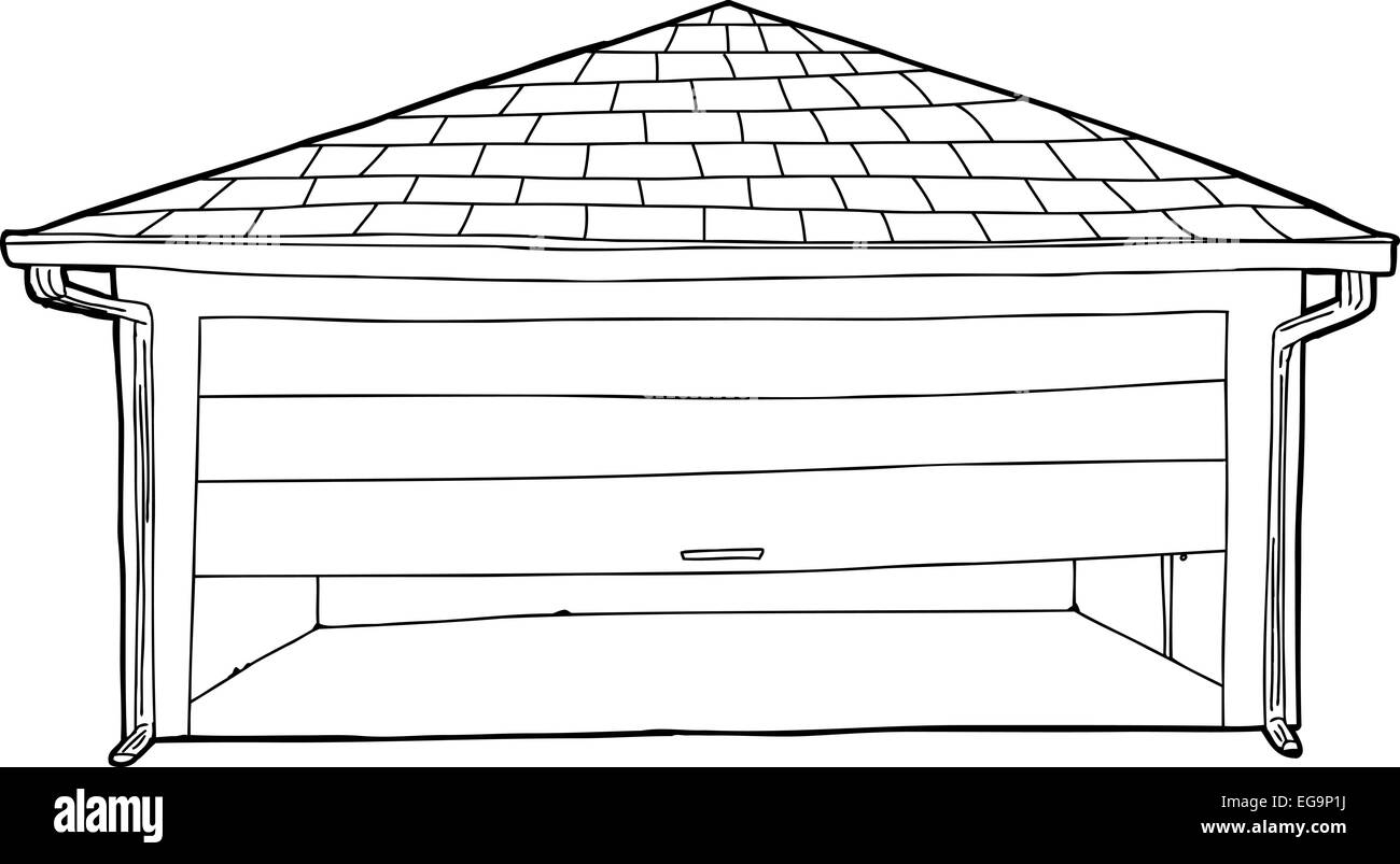 Outline cartoon of partially open garage door Stock Photo Alamy