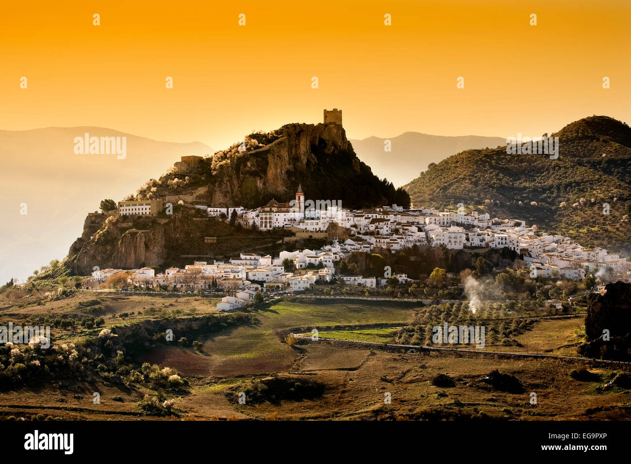 White village Zahara de la Sierra Cadiz Andalusia Spain vista del ...