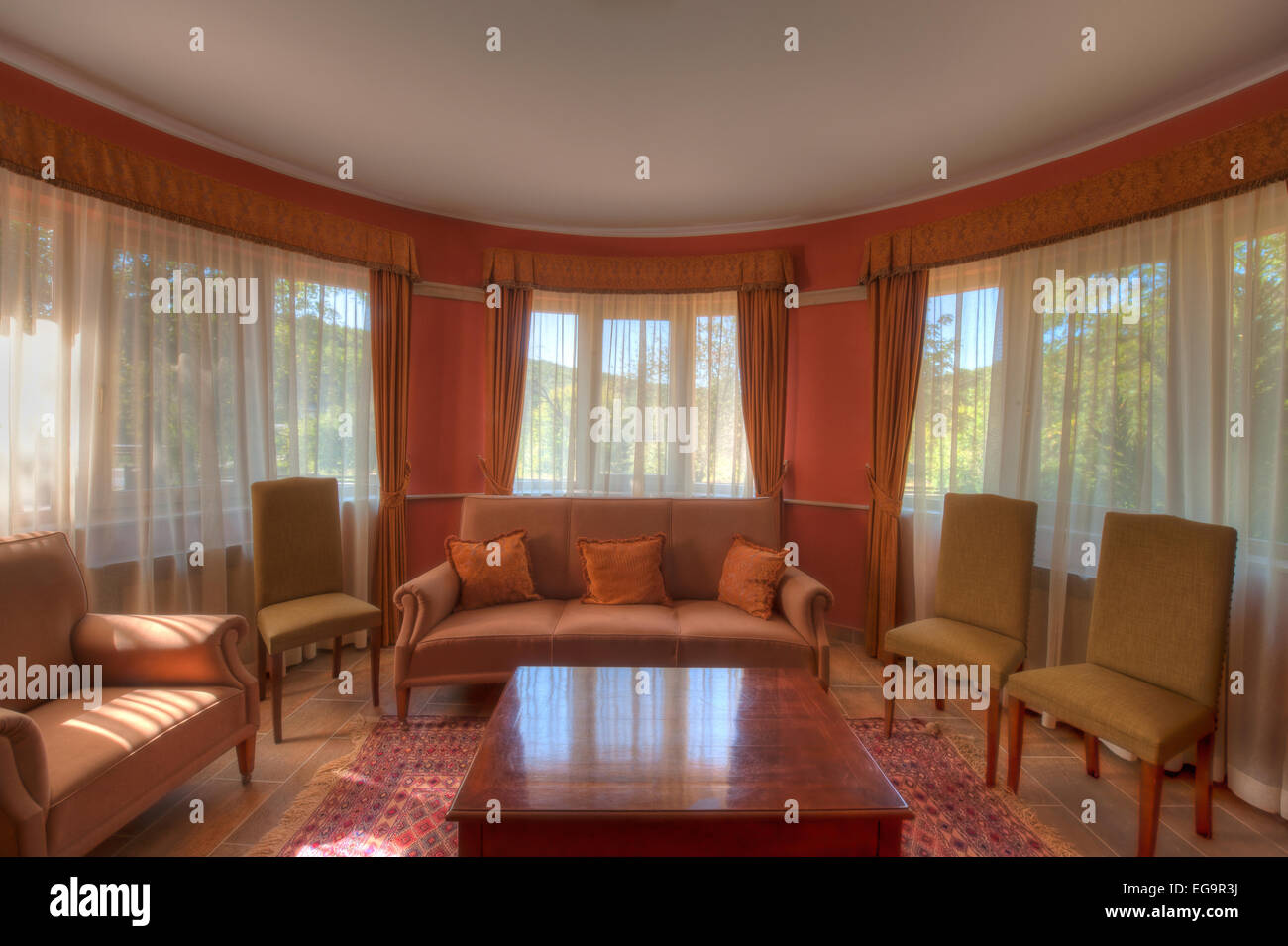 Classical Living Room with armchairs and table Stock Photo Alamy