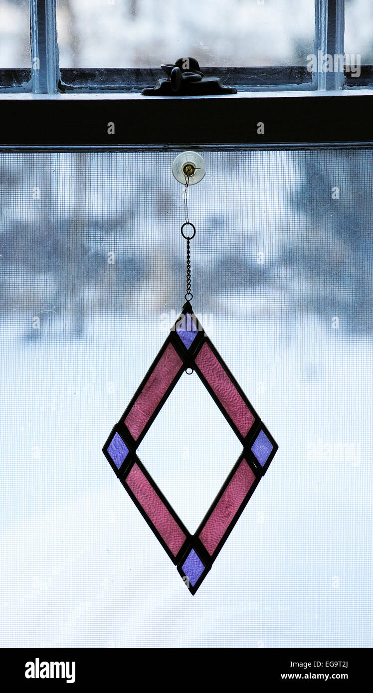 Cut Glass decoration hanging in window Stock Photo Alamy
