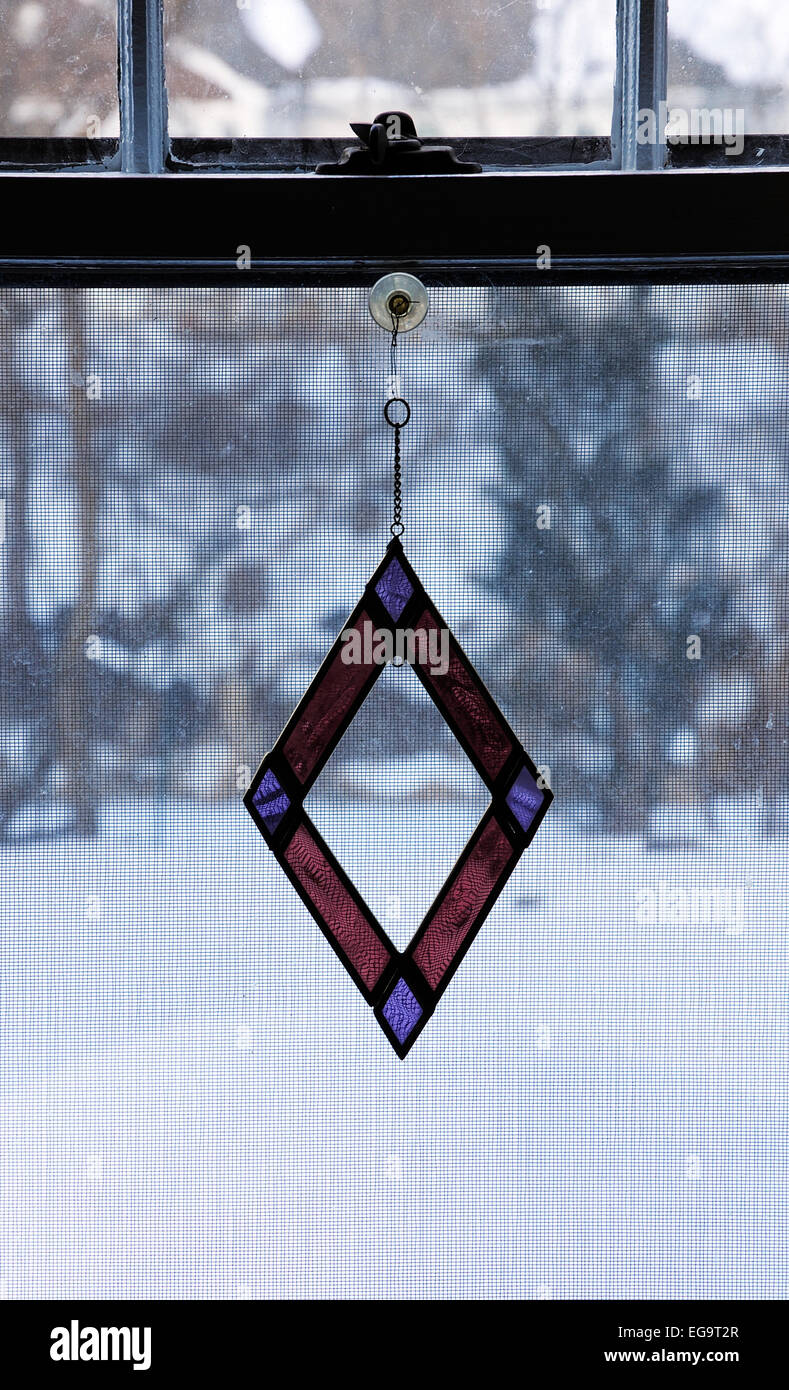 Cut Glass decoration hanging in window Stock Photo Alamy
