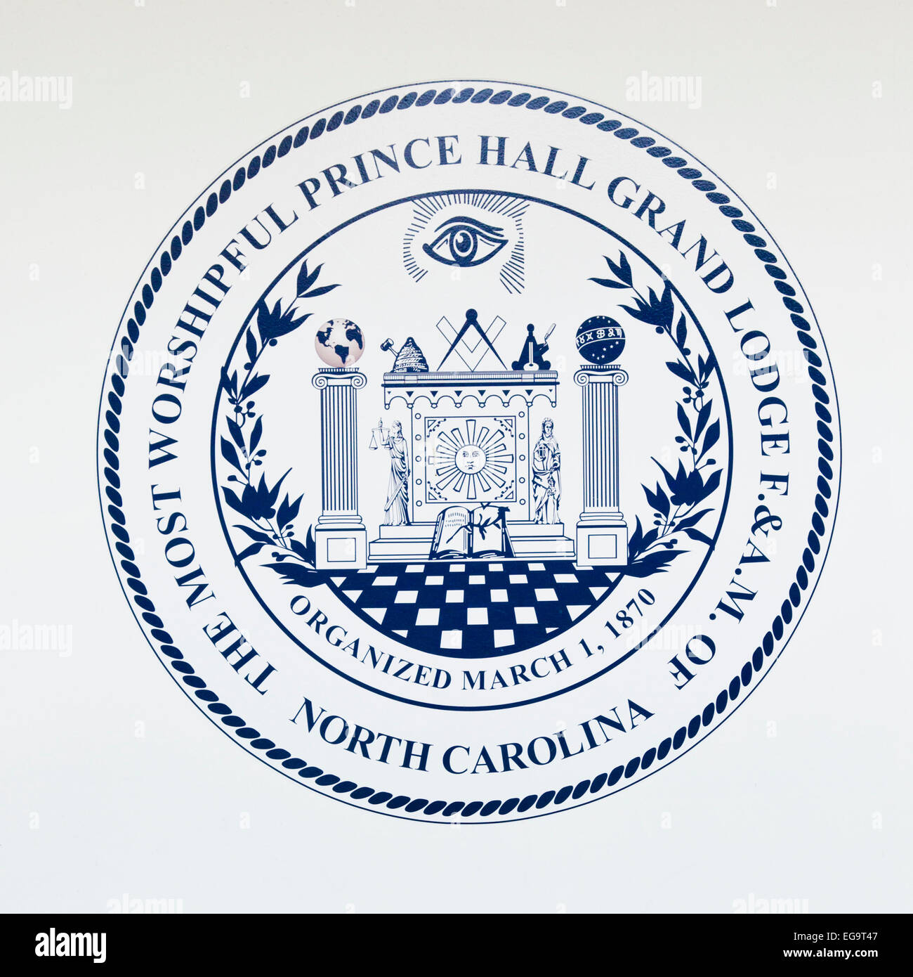 Prince Hall Masonic lodge sign Durham North Carolina Stock Photo