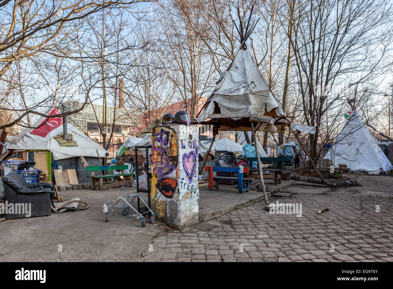 Germany, Berlin, 19th February 2015. Teepee Land is an informal