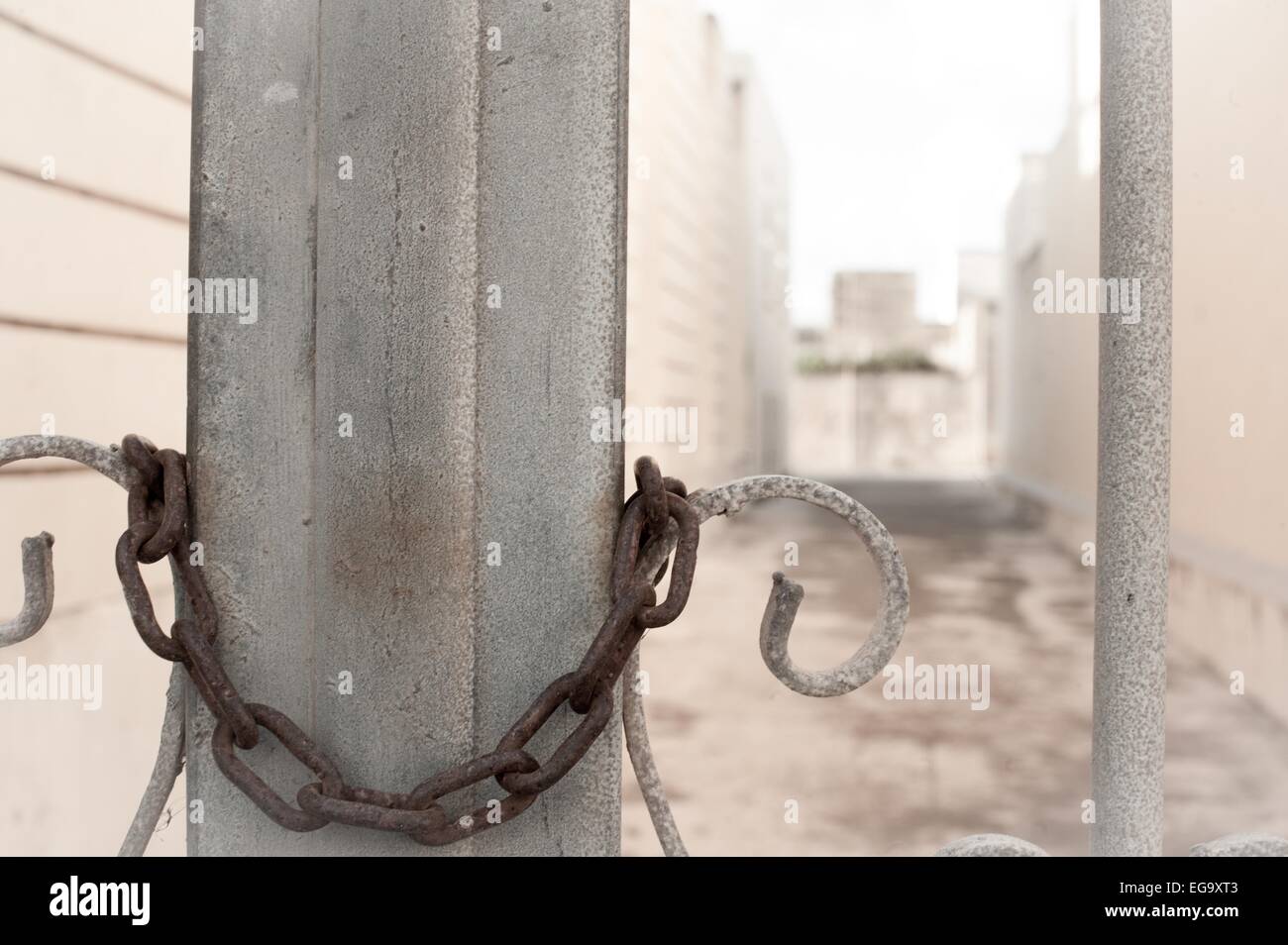 Chained gates Stock Photo