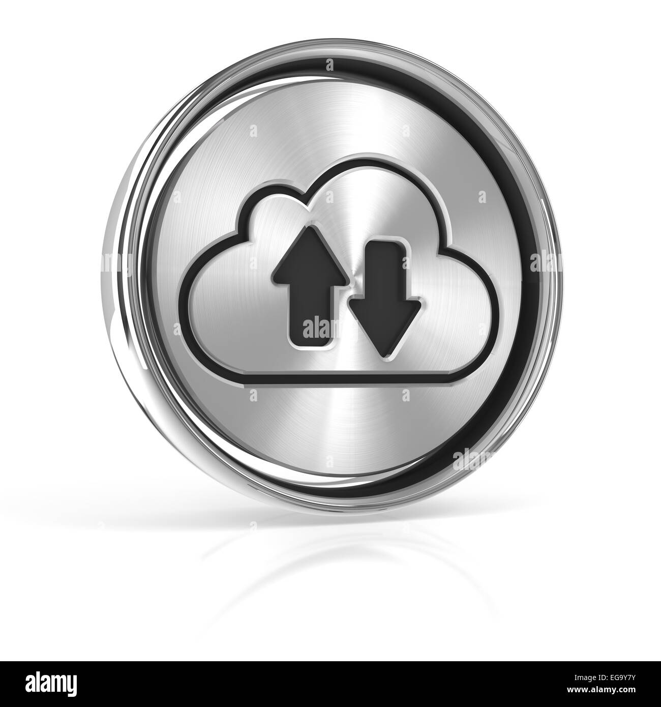 Metal cloud technology icon, 3d render, Stock Photo