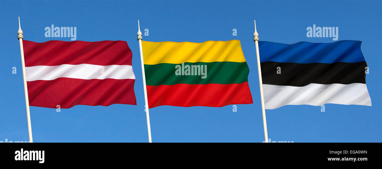 Flags of the Baltic States Stock Photo
