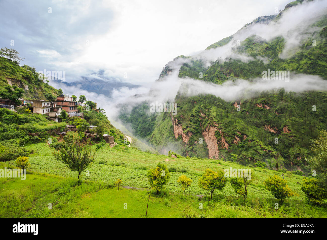 Village at the mountain in India Stock Photo Alamy