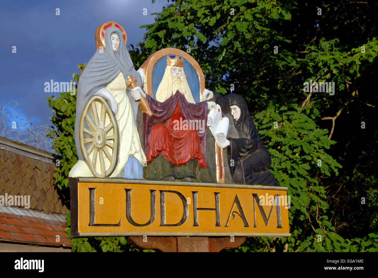 Village sign, Ludham, Norfolk, England Stock Photo