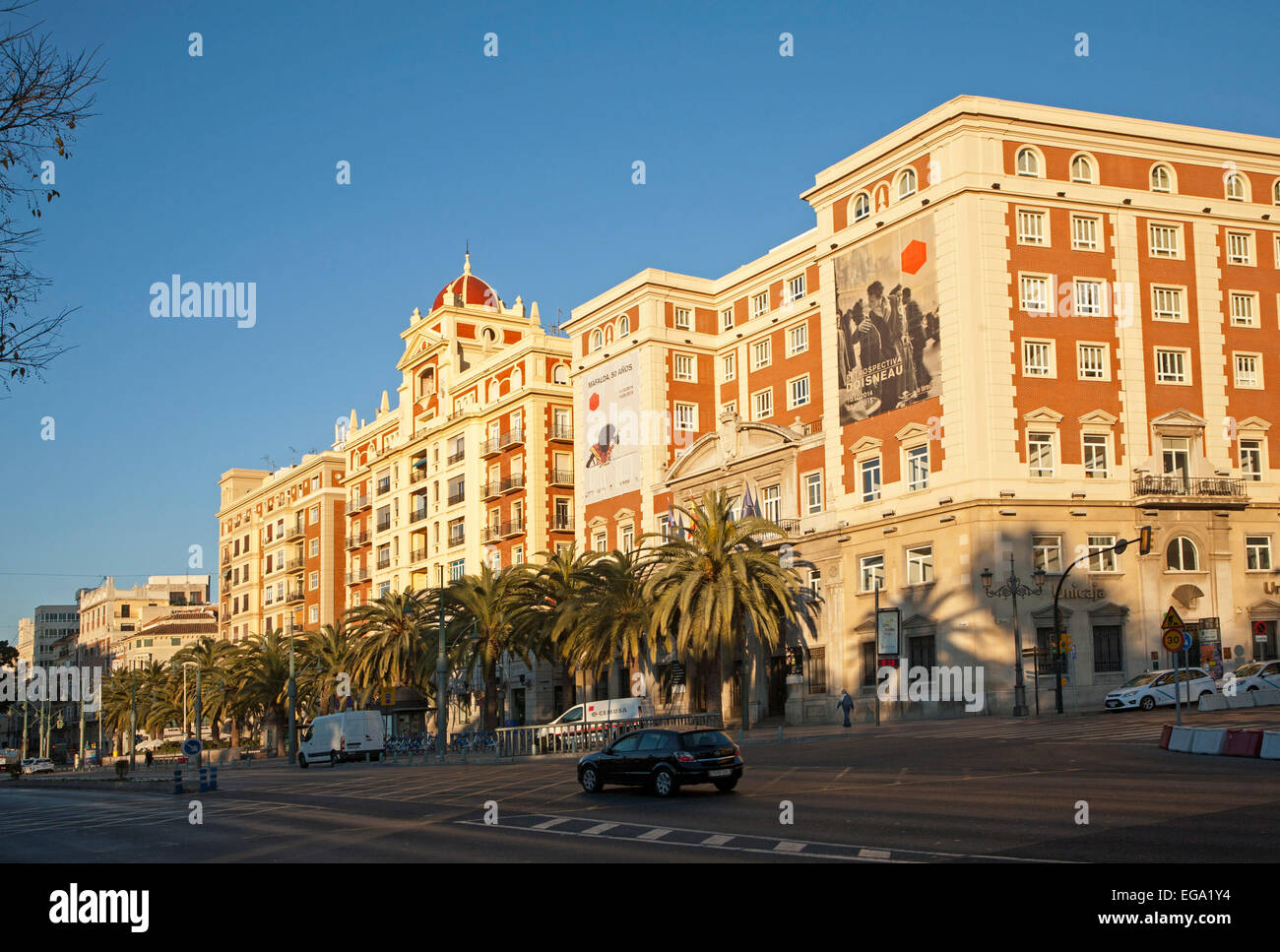 Historic buildings in the city centre of Malaga, Spain Stock Photo