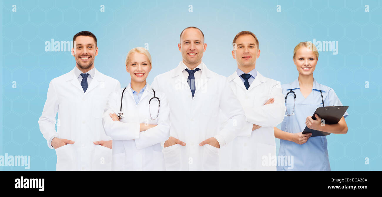 group of doctors with stethoscopes and clipboard Stock Photo