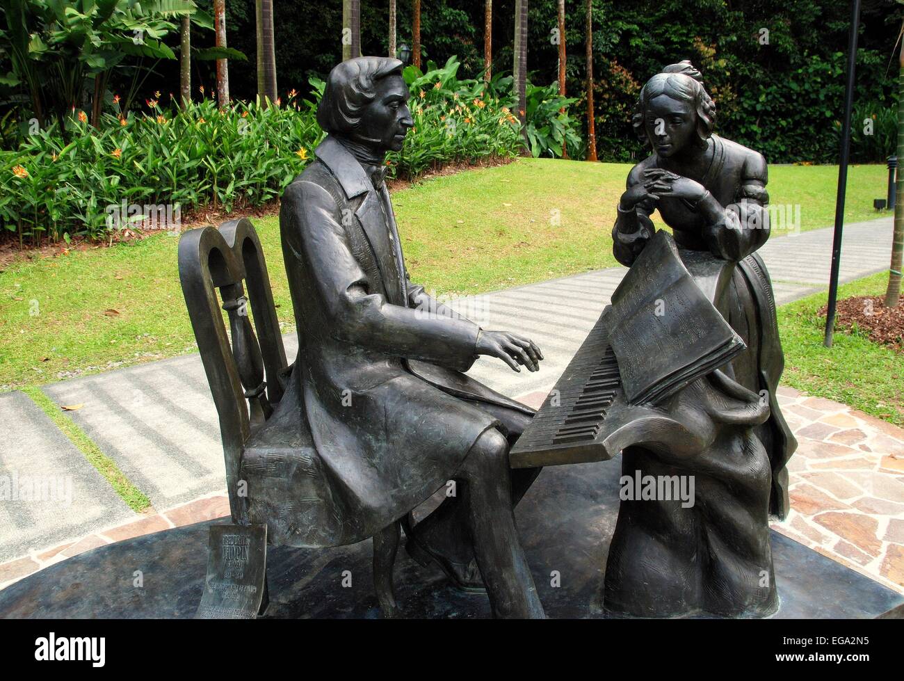 Singapore Sculpture of Frédéric Chopin at the piano with author