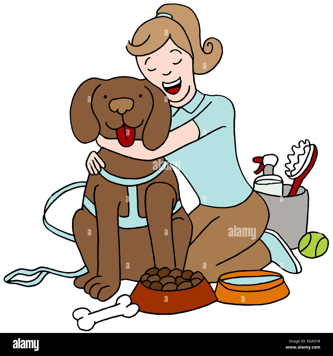 человек заботится о собаке. добро для животных. клиент иллюстрация. дети с родителями. доброта к животным.