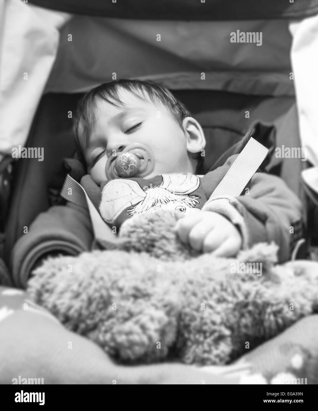 A baby sleeping with his teddybear Stock Photo Alamy