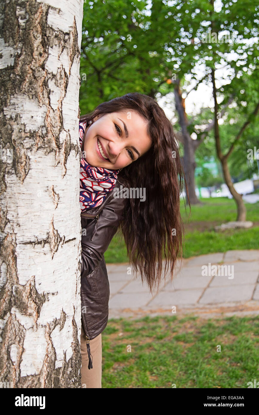girl with her hair near the birch Stock Photo - Alamy