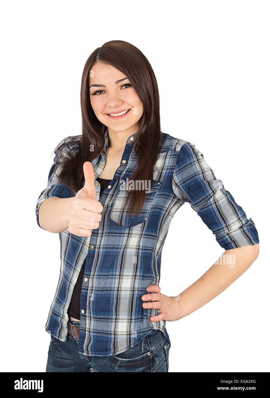 woman thumbs up isolated on white background Stock Photo - Alamy