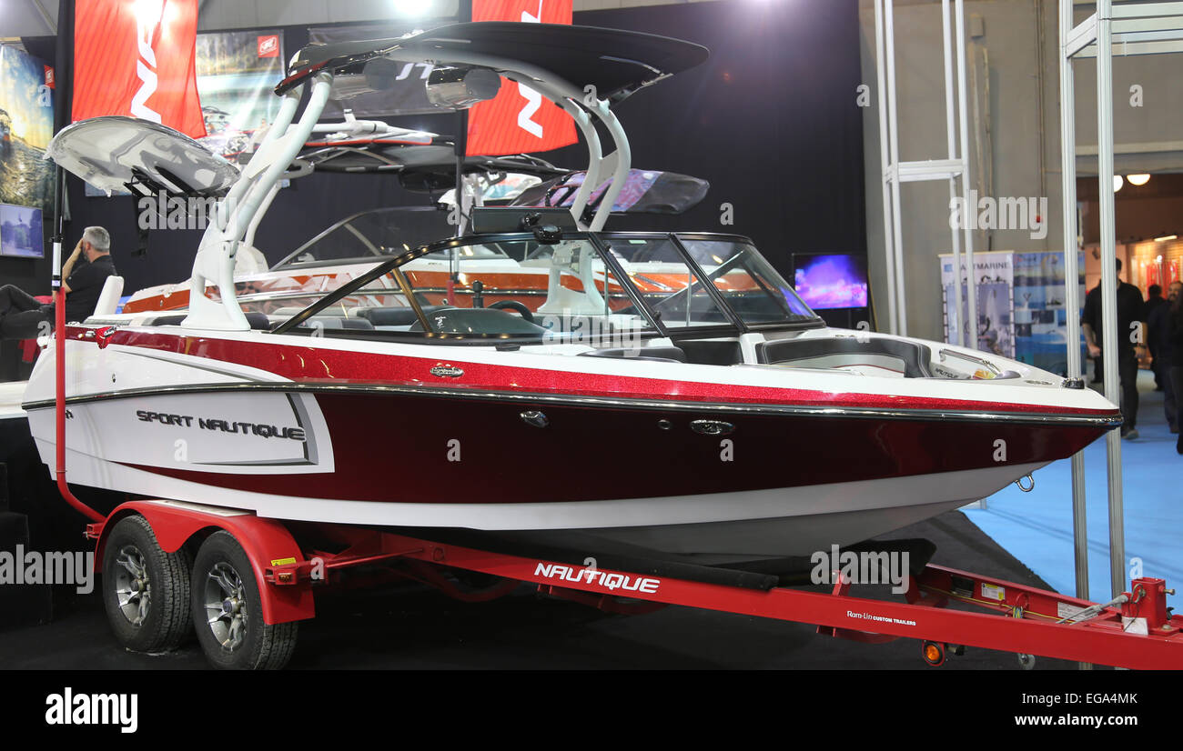 ISTANBUL, TURKEY - FEBRUARY 14, 2015: Sport Nautique motor boat in 8. CNR Eurasia Boat Show, CNR Expo Stock Photo