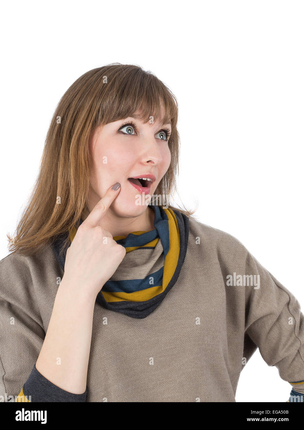 woman surprised isolated on white background Stock Photo - Alamy