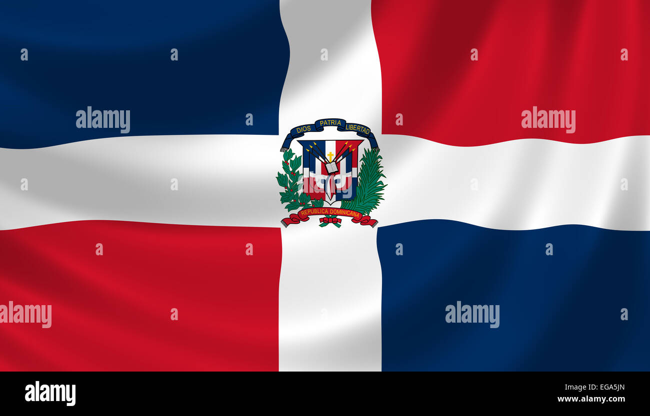 Flag of Dominican Republic waving in the wind Stock Photo