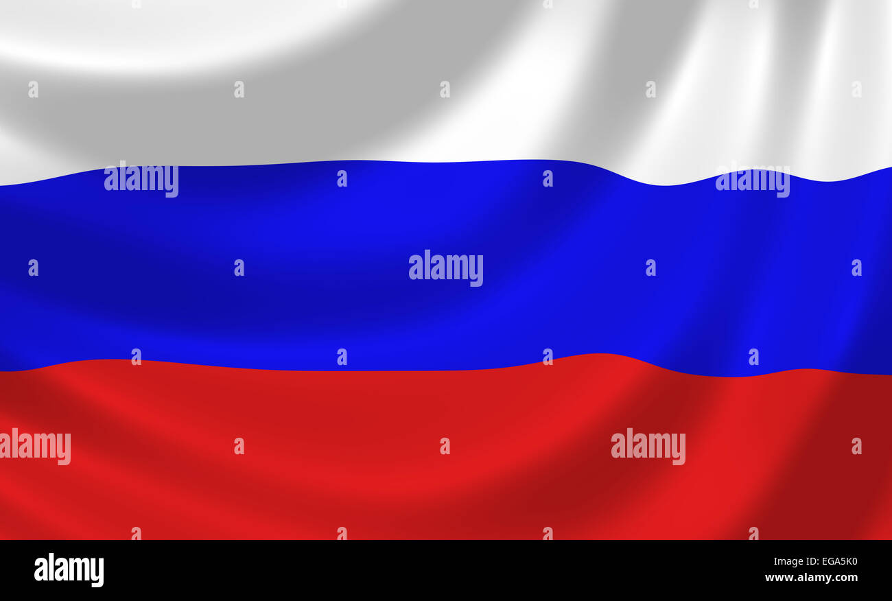 Flag of Russia waving in the wind detail Stock Photo