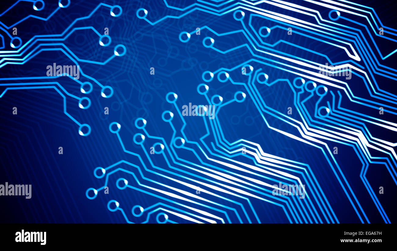 Illustration of Abstract circuit board with signals Stock Photo - Alamy