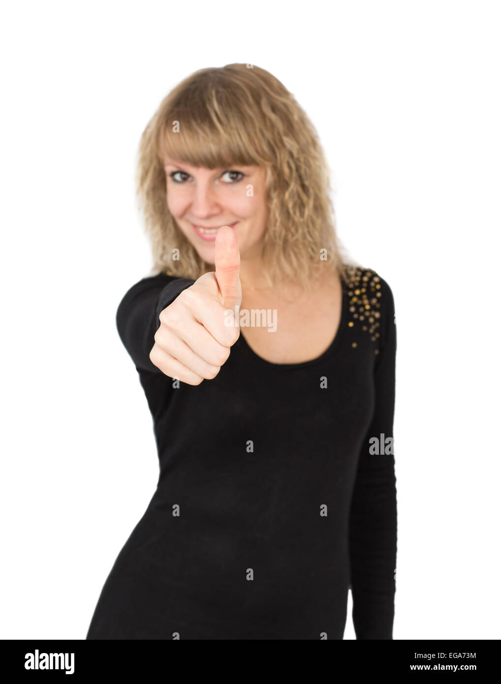 woman thumbs up isolated on white background Stock Photo - Alamy
