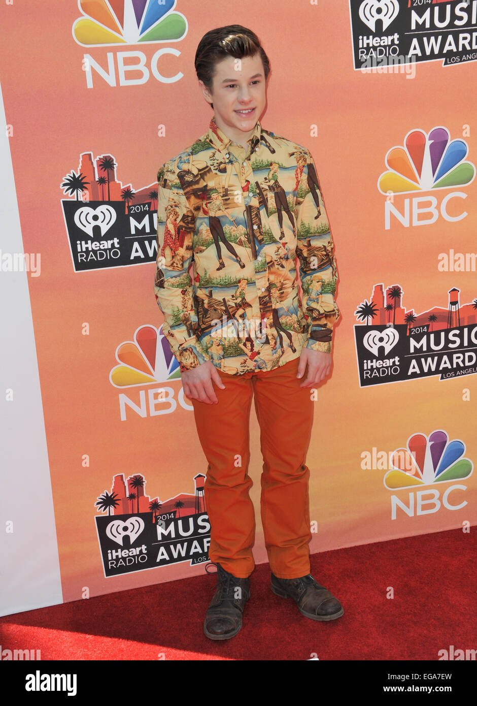LOS ANGELES, CA - MAY 1, 2014: Nolan Gould at the 2014 iHeartRadio Music Awards at the Shrine Auditorium, Los Angeles. Stock Photo