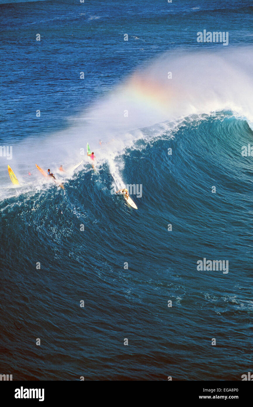 Surfing, North Shore, Oahu, Hawaii, Editoial use only no model release Stock Photo