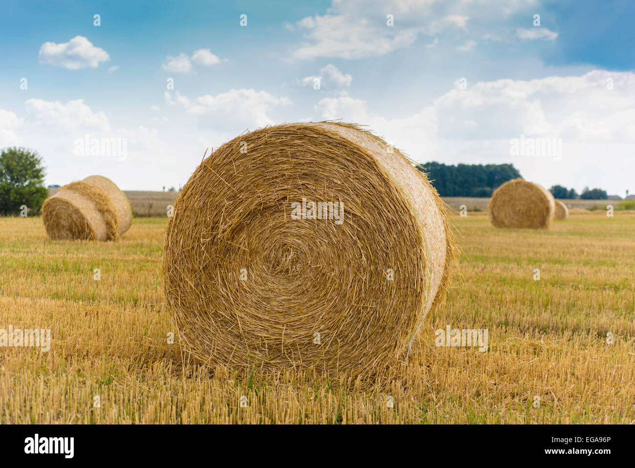 straw bale and blue sky Stock Photo - Alamy