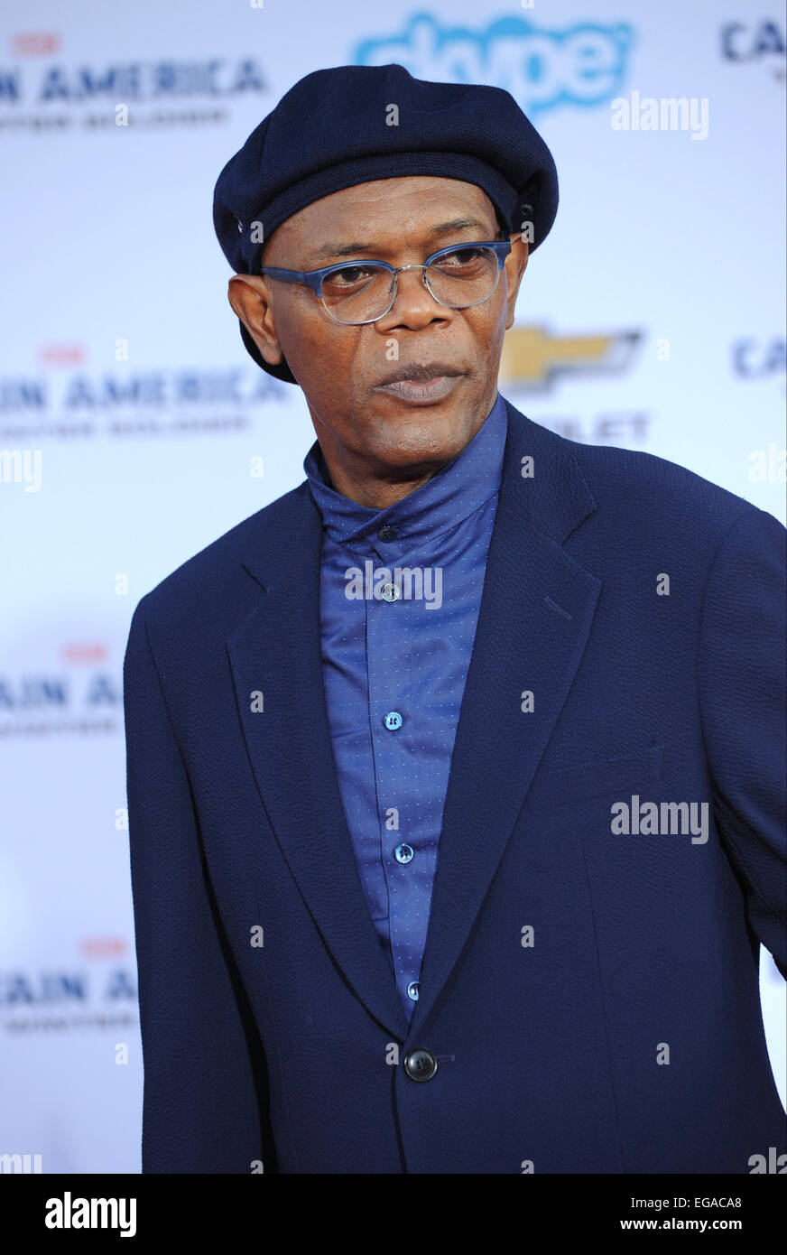 LOS ANGELES, CA - MARCH 13, 2014: Samuel L. Jackson at the world premiere of his movie 'Captain America: The Winter Soldier' at the El Capitan Theatre, Hollywood. Stock Photo