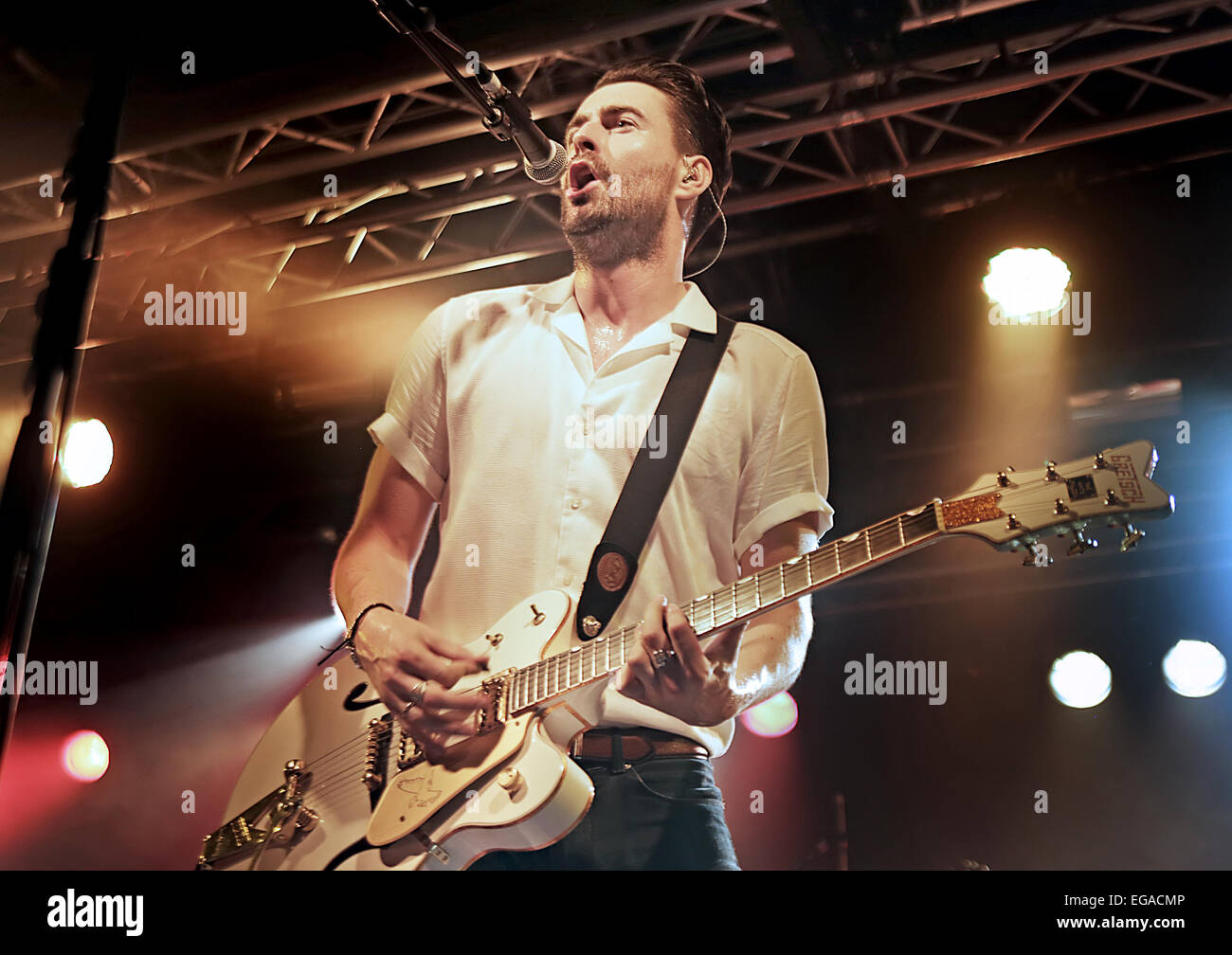 The Courteeners performing live on stage at Liverpool O2 Academy Featuring: Liam James Fray,The Courteeners Where: Liverpool, United Kingdom When: 18 Aug 2014 Stock Photo