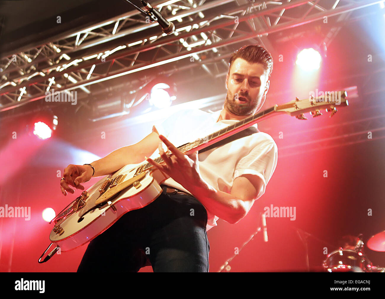 The Courteeners performing live on stage at Liverpool O2 Academy Featuring: Liam James Fray,The Courteeners Where: Liverpool, United Kingdom When: 18 Aug 2014 Stock Photo