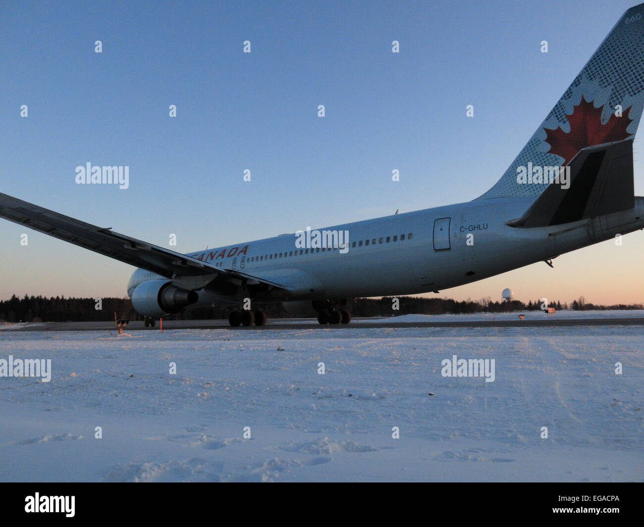 Boeing 767 C-GHLU Air Canada at YOW Ottawa Canada, February 20, 2015 Stock Photo