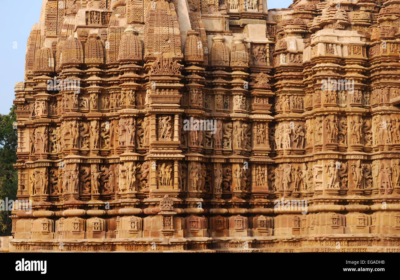 close up of khajuraho temple india Stock Photo