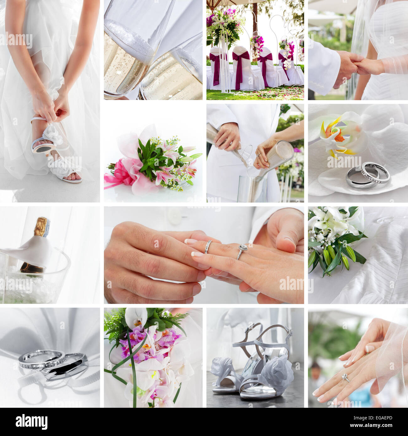 wedding theme collage composed of different images Stock Photo - Alamy