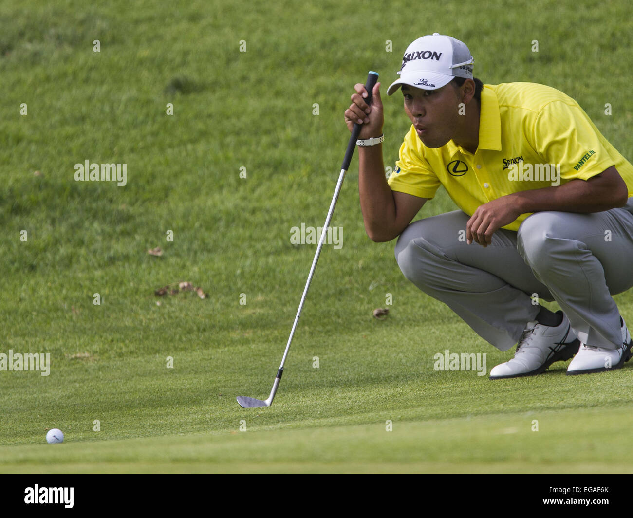 Los Angeles, California, USA. 20th Feb, 2015. Hideki Matsuyama of Japan plays in the second round of the Northern Trust Open PGA golf tournament at Riviera Country Club in Los Angeles on Friday, February 20, 2015. Credit:  Ringo Chiu/ZUMA Wire/Alamy Live News Stock Photo